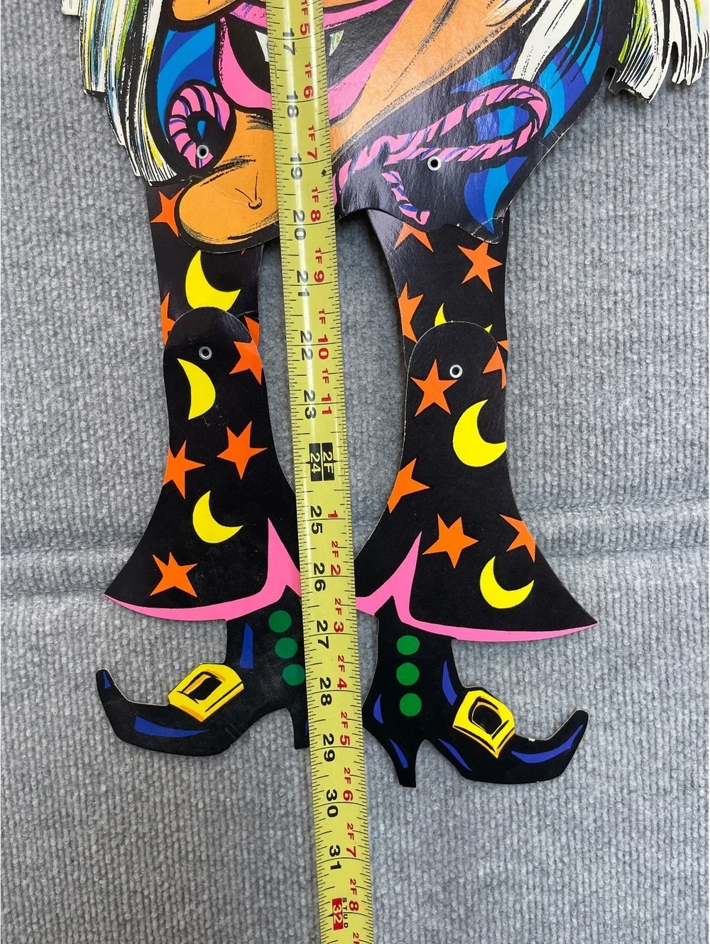 ⁠Vintage Beistle Halloween Jointed Witch Cardboard Die Cut Movable Arm Legs Wall